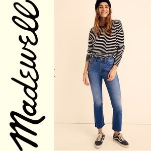 Madewell Cali Demi-boot raw hem jeans Kemper wash